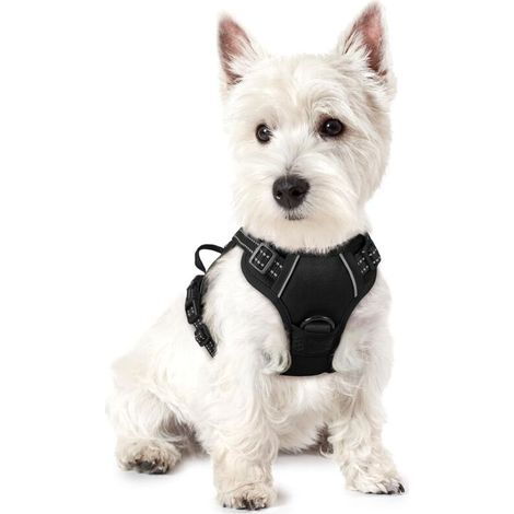 Black dog harness, size S, chest 34-63 cm, 1 piece, adjustable, padded dog vest, polyester pet vest (1/4)
