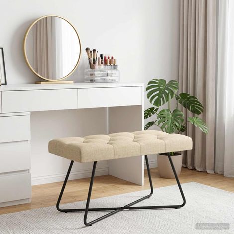 vidaXL Banc avec capitonnage bouton Crème 80 x 40 x 46 cm Tissu (1/5)