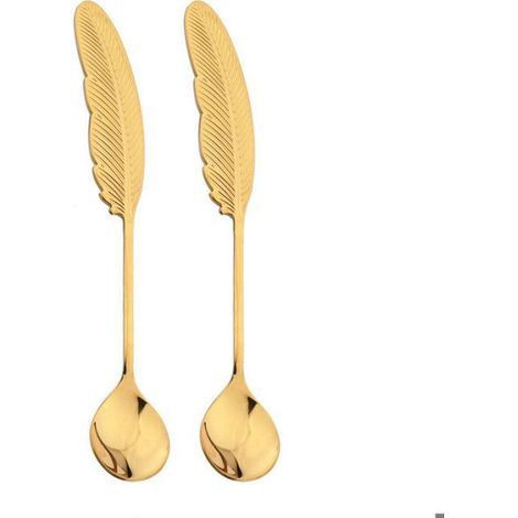 Cuillère À Café - Acier Inoxydable - Pour Crème Glacée Et Dessert - 2 Pièces Or