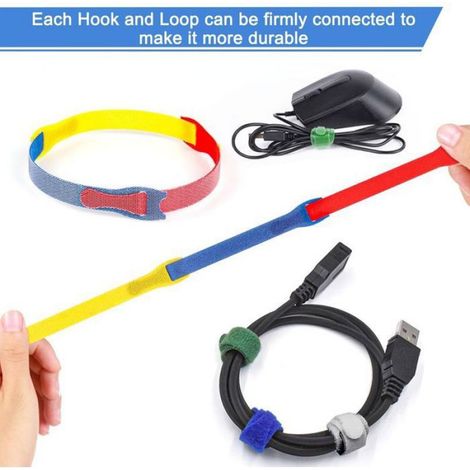 Attache câble scratch réutilisable - Bande Hook & Loop non adhésive Facile à couper - Rangement et organisation des câbles (1/5)