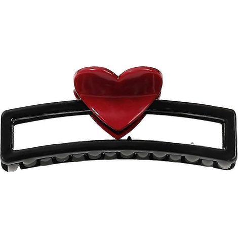 Pince à cheveux en plastique rectangulaire creux, en forme de cœur, pour l'arrière de la tête, idéale au quotidien et pour les fêtes.-Black (1/5)