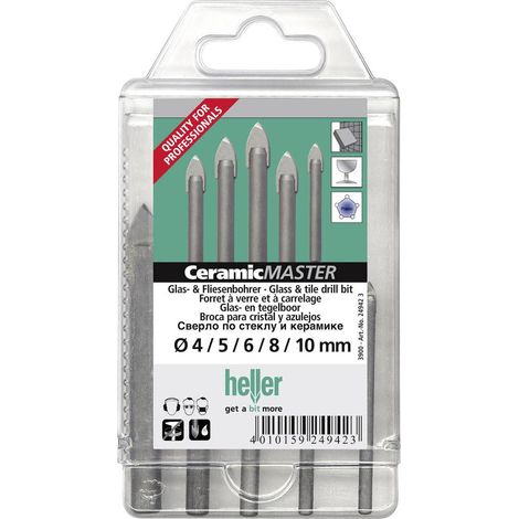 Jeu de forets pour verre et carrelage Heller QuickBit® CeramicMaster 24942 1/4 (6,3 mm) 4 mm, 5 mm, 6 mm, 8 mm, 10 mm (1/10)