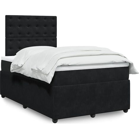 Boxspringbett mit Matratze Schwarz 120x190 cm Samt
