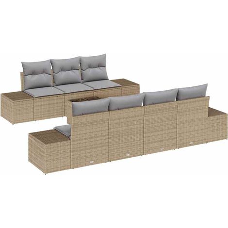Maison Exclusive - Sofa Set mit Kissen 8 pcs Beige Poly Rattan