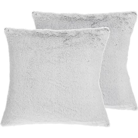 Conjunto de cojines decorativos de piel sintética gris 45 x 45 cm decoración moderna Clematis