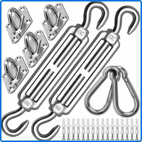 Kit de fixation de voile d'ombrage M8 très résistant, kit de fixation pour auvent en acier inoxydable 304 pour triangle et carré, kit d'accessoires (M8) Ikodm (1/5)