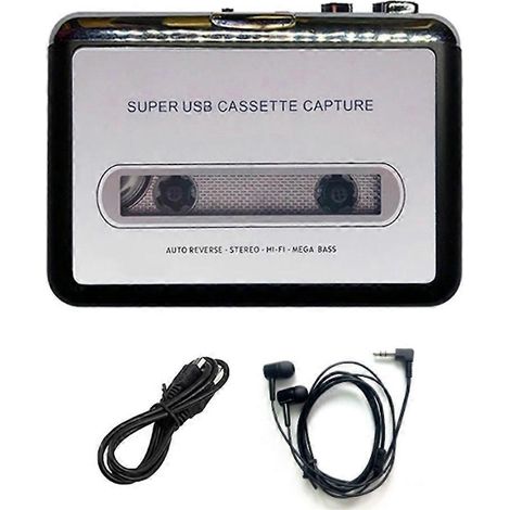 Convertisseur USB de cassettes audio en MP3 pour lecteur de cassettes avec prise jack 3,5 mm