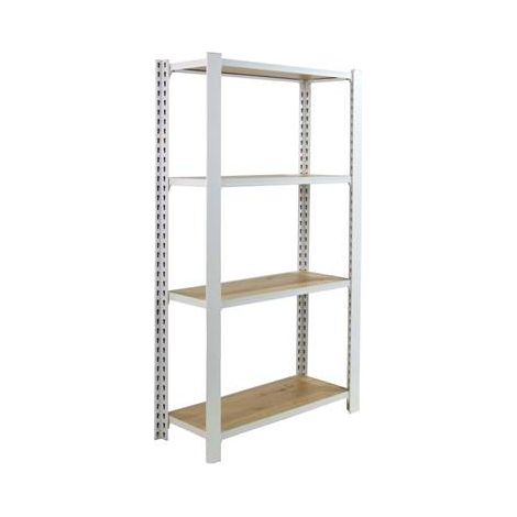 Étagère en métal blanc chêne 4 étagères charge 200 kgs dim.1500x800x300mm sans vis (1/3)