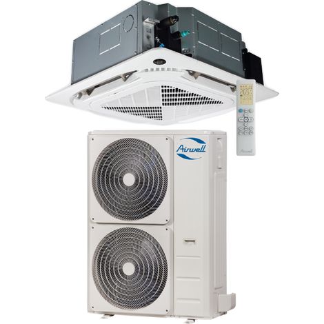 AIRWELL - Ensemble Climatisation avec Unité extérieure YDAX TRIPHASÉE et Unité intérieure Cassette 900 x 900 CDMX 14 kW - AIRGAINCASST14K