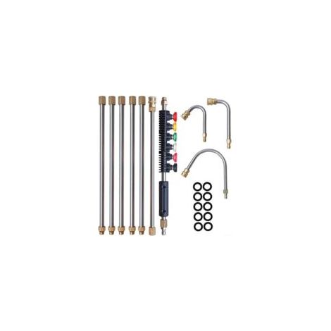 Rallonge pour nettoyeur haute pression, lot de 10 places avec 5 buses de brumisation, 1 accessoire de nettoyage de gouttière, manche incurvé, connexion rapide 1/4 po, 4 000 psi  - Crezuo