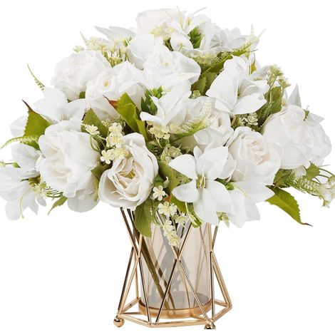 Fleurs Artificielles Soie 4 Bouquet de Fleurs Lys Rose Blanche Artificielle