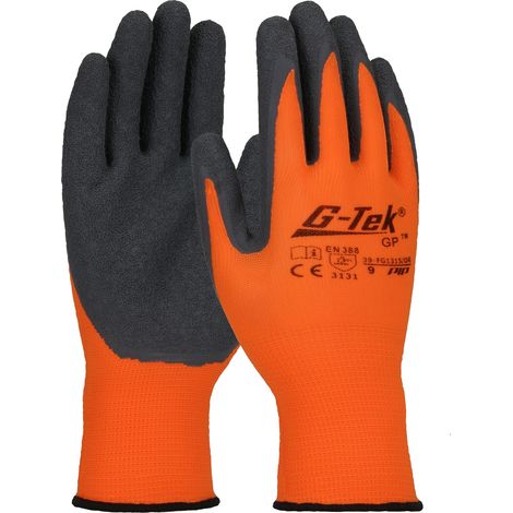 Gants haute visibilité G-Tek® enduit latex crêpé jaune fluo/gris T11 PIP FRANCE 39-FG1315-YN-11