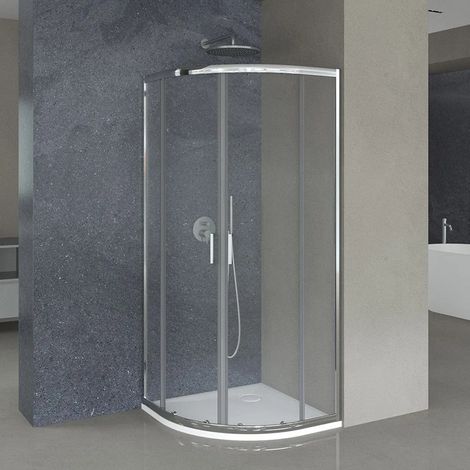 Box doccia semicircolare 90x90 cm doppio scorrevole in cristallo trasparente Geo (1/5)