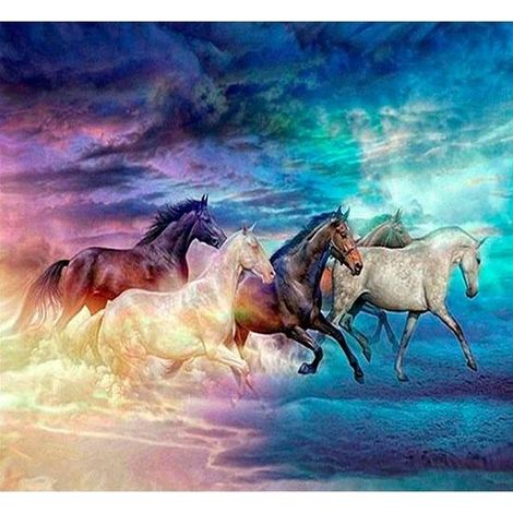 Mosaico de diamantes 5D - Caballos 40x30cm