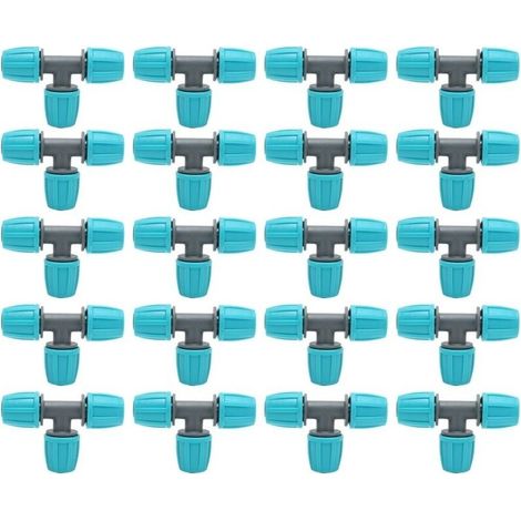 Lot de 20 té tuyau connecteur 16mm en PE – Raccord rapide pour irrigation – Dimensions 9.3x6 cm – Résistant à l'usure et à la corrosion (1/5)