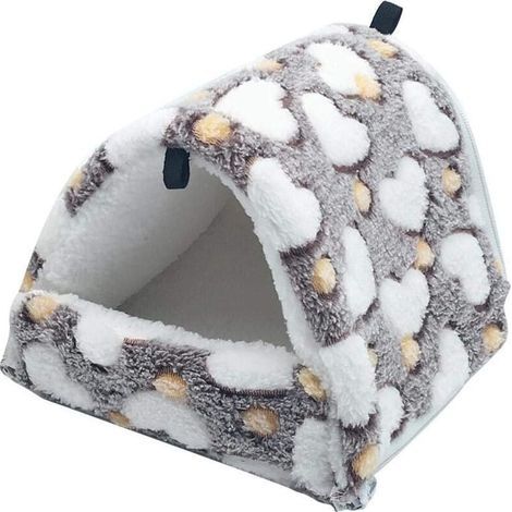 Couchage Rongeur Peluche Petite Maison Hamster Hamac Jouet Lit Cabane pour Cochon d'Inde Lapin Chinchilla Furet, Marron L (1/4)