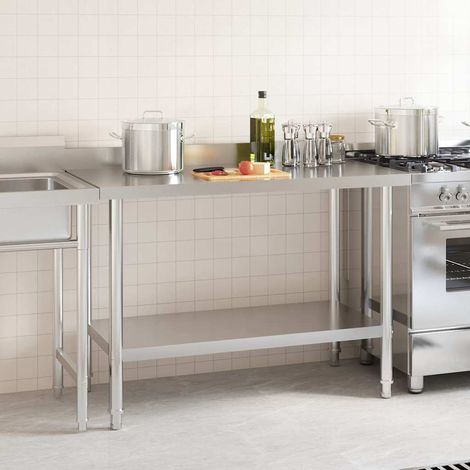 vidaXL Table de travail de cuisine avec dosseret 120x60x93 cm Inox (1/5)