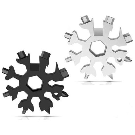 Outil Multifonction Flocon de Neige 18 en 1, 2 Pièces Porte-clés Tournevis Ouvre, Outil Portable Flocon, Outil Acier Inoxydable Portatif pour les Camping Voyage Adventure, Idee Cadeau Homme (1/4)
