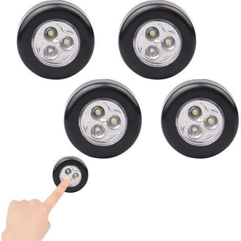 4Pcs Lampe Spot LED Autocollant Éclairage,Supplémentaire Alimenté par 3 Piles,pour Placard,Entrée,Cuisine,Passage (1/5)