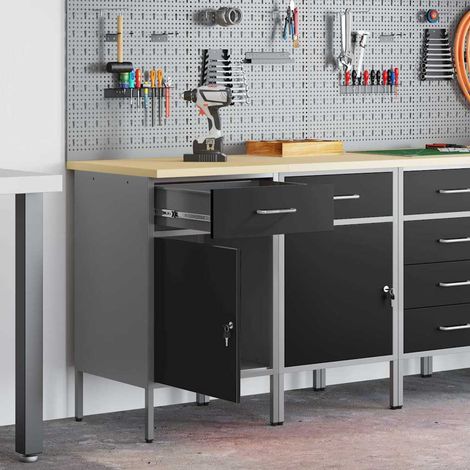 Werkbank mit Schubladen 2 pcs Schwarz und Grau 100 x 55 x 85 cm vidaXL (1/5)