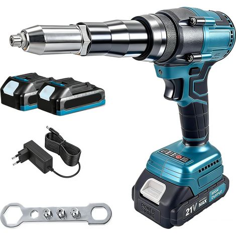Pince à Rivets Sans Fil, 8000N Pistolet à Rivets Sans Fil avec 2 Batteries Riveteuse Electrique pour Rivets de 2,4-4,8 mm (1/5)