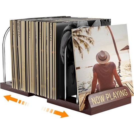 Présentoir à vinyles extensible – Bois vintage – Support LP – Porte-disques – Rangement et décoration (1/5)
