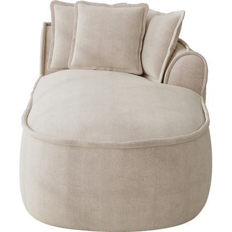 Canapé méridienne Manchester avec coussins en chenille - Taupe clair (1/5)