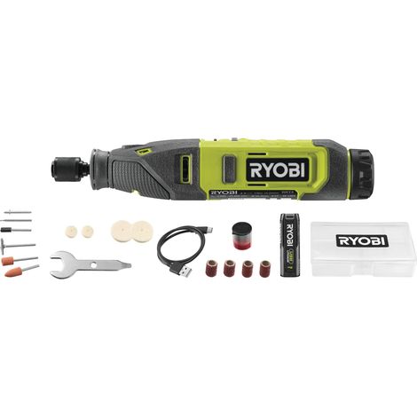 Mini-Outil Rotatif 4V USB Lithium RRT4-120GA15 15 Accessoires Inclus Vitesse Variable Compact et Précis Gravure Ponçage Découpe Coffret avec Rangement (1/5)