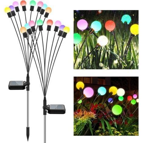 Lumière de Jardin Solaire Lucioles, 8LED Lampe Solaire Extérieur Étanche,(2Pack) Lumières de Jardin Solaires Lucioles Décoratives pour Jardin, Terrasse, Cour, Maison [Classe énergétique A] (1/5)
