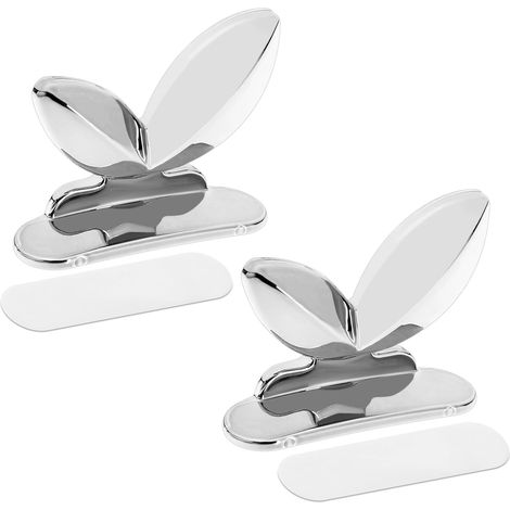 2pcs Argent Lève siège de Toilette avec Adhésifs Acryliques Poignée de Couvercle de Toilette ABS Outil de Levage Couvercle de Toilette (1/5)