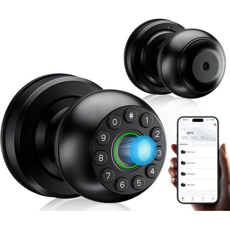 Serratura intelligente con impronta digitale, accesso sicuro, sblocco 4 in 1, 17,8 x 7,6 cm, nera (1/5)