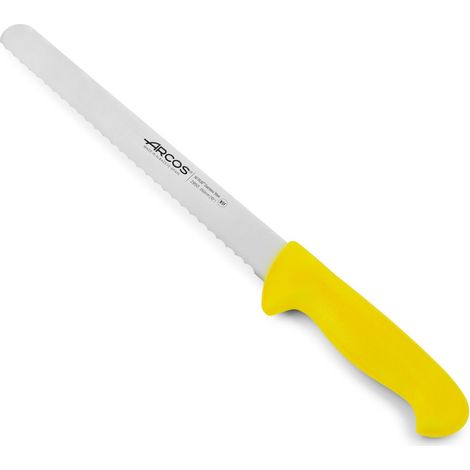 Coltello da pasticcere Arcos Colore - Prof 295000  acciaio inox Nitrum e mango polipropilene ergonomico giallo e lama 25 cm, coperchio espositivo