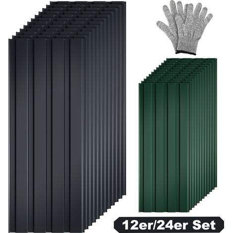 TolleTour Set 12 chapas de tejado acero galvanizado 115 x 45 cm antracita (1/5)
