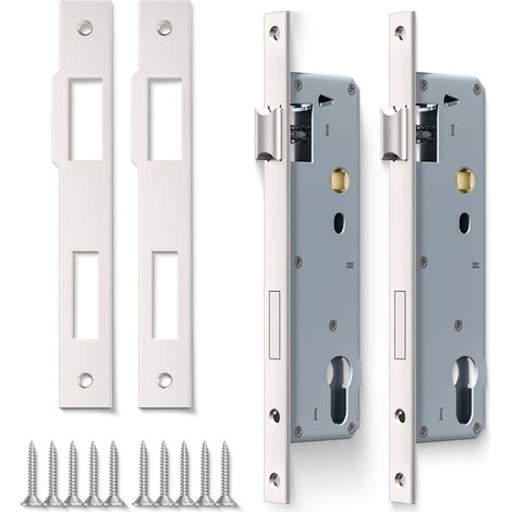 2 Pcs Serrure À Mortaiser 9240 En Acier Inoxydable, 92MM Centre 40MM Backset Corps De Serrure, Satin Nickel Frame Door Lock Pour Portes Intérieures Et Extérieures (1/5)