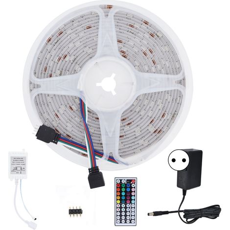 Bandeau LED RGBW 5m 5050 150 LED, ruban lumineux multicolore avec télécommande 44 touches, prise EU 100-240V (1/5)