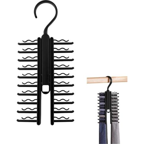 Lot de 5 supports cravates réglables pivotants 360°, porte-cravates, porte-ceintures, porte-foulards en soie, organiseur d’armoire, antidérapant (1/5)