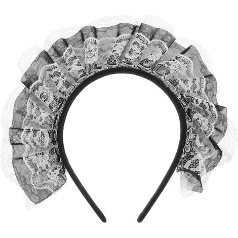 Black Lolita Lace Headband - Unique Design and Comfortable Material for Cosplay and Parties, Elegant Hair Accessory for Women and Girls (1/5)