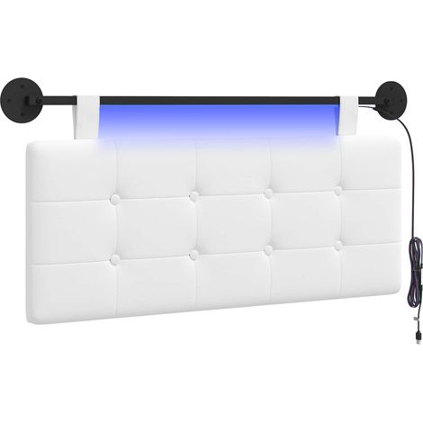 Testiera Testata del letto sospesa Con luce LED Bianco Tessuto (1/5)