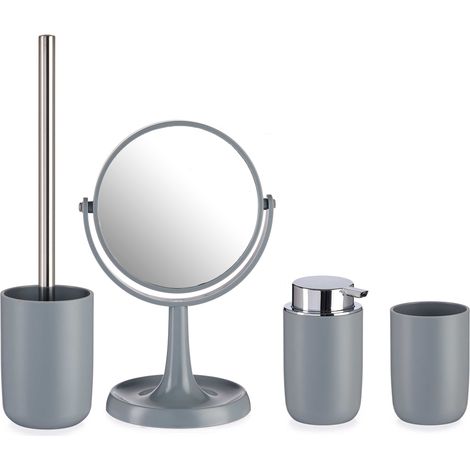 Geschenkset mit Toilettenbürste, Spiegel, Becher und Seifenschale – Badezimmeraccessoires (1/2)