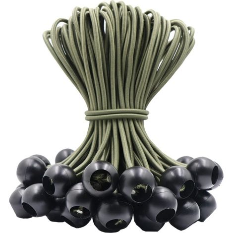 Lot de 50 longs tendeurs élastiques avec boucle pour tentes, chapiteaux, banderoles et bâches