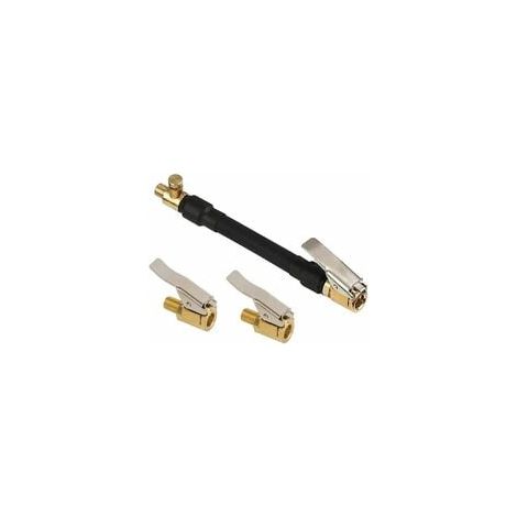 Adaptateur de valve de pneu de voiture, tuyau de pompe de gonflage de pneu avec 2 buses de gonflage en laiton, voiture, vélo, connecteur de valve de gonflage de moto (1/5)