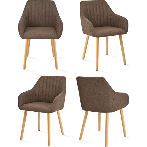 Goeurvant Minimalistische Esszimmerstühle mit bequemer Rückenstütze, ergonomischen Armlehnen und stabilen Holzbeinen - 4er Set – Dunkelbraun