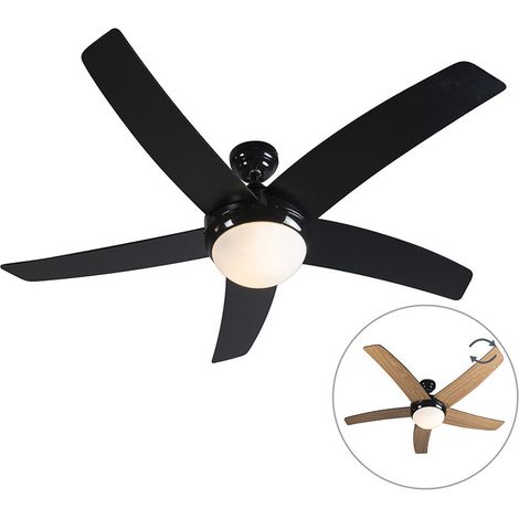 Ventilatore da soffitto Cool con luce e telecomando - Moderno - 2 luci - Ø 1300 mm - Nero - Moderno - Illuminazione per interni - Soggiorno  Camera da letto  Cucina  Sala da pranzo (1/4)