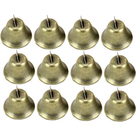 Cloches décoratives vintage en fer forgé pour Noël, compatibles avec la décoration de la maison, du bureau et de l'école. Couleur dorée. Lot de 35. (1/5)