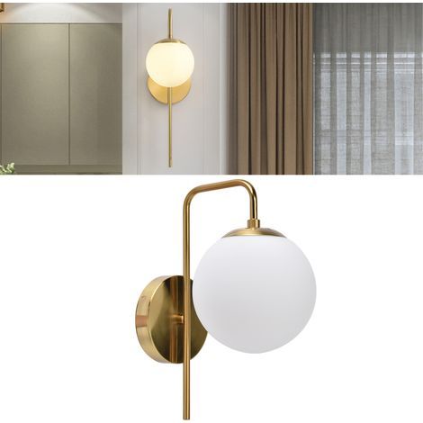 Modern Nordic Style LED Wall Light, Matte Textured Glass Ball, Round Wall Lamp for Bedroom, 110-240V (1/5)