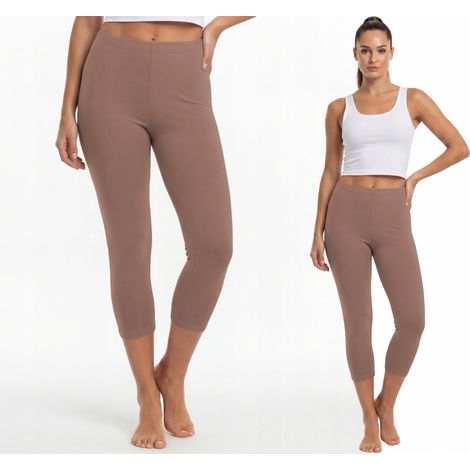 Leggings in cotone 3/4, produttore polacco, colore beige chiaro, taglia L (1/4)