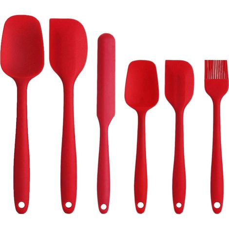 MINKUROW Juego De Espátulas De Silicona De 6 Piezas, Espátula De Cocina Resistente Al Calor Con Núcleo De Acero Inoxidable Fuerte, Utensilios De Cocina Antiadherentes Para Cocinar, Hornear Y Mezclar ( (1/4)