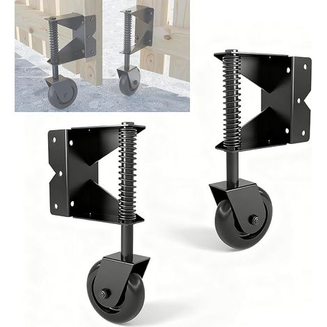 1 Paire Roue Portail Robuste, 10cm Roulettes Pivotantes à Ressort, Roue de Portail pour Bois et Clôture Capacité 100 Kg (1/5)