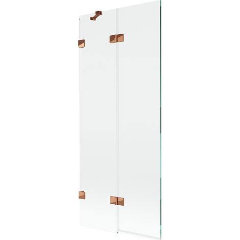 Mexen Lunar paravento da vasca a 2 ante sinistro 80 x 150 cm, trasparente, oro rosa - 897-080-100-60-00-L (1/5)