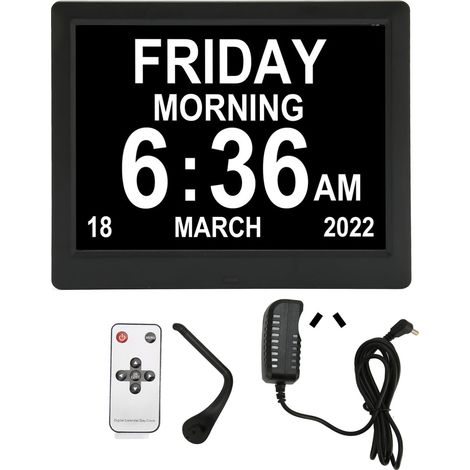 Horloge calendrier numérique 8,7 pouces avec écran large auto atténué, rappels de médicaments pour démence, prise AU 110-240V (1/5)